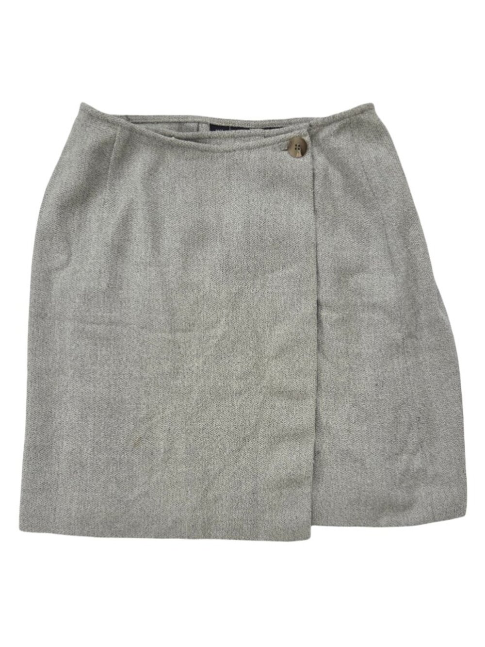 DKNY Wool Blend Wrap Skirt Size 8 Gray Above Knee Workwear Career Wear Twee